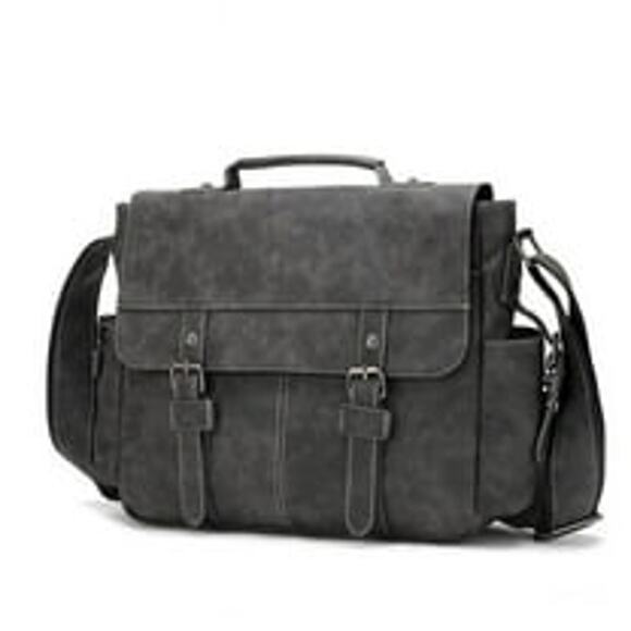 Men's Vintage Designer Briefcase PU Leather Tote Business Office Messenger Bag - Picture 1 of 6
